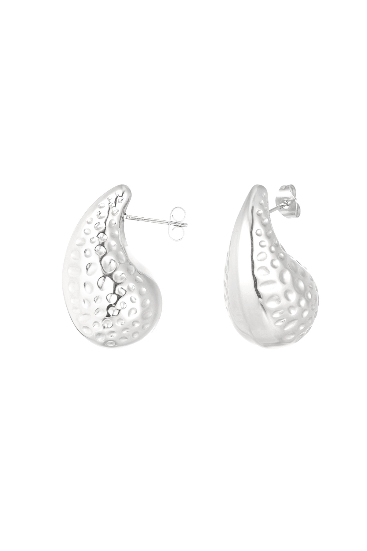 Mittelgroße strukturierte Ohrhänger – Silber