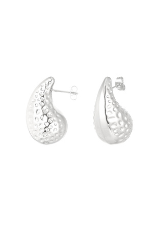 Medium structured drop earrings - silver h5 