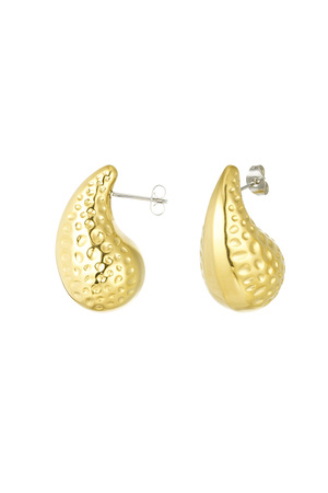 Drop earrings with structure medium - gold h5 