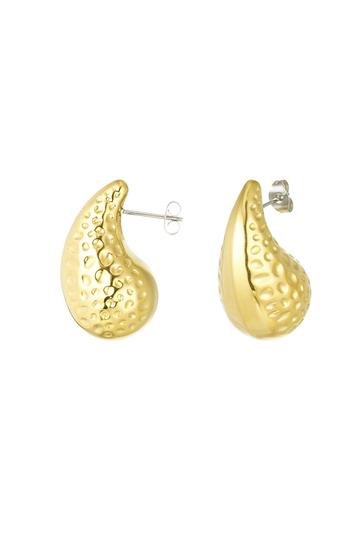 Drop earrings with structure medium - gold 