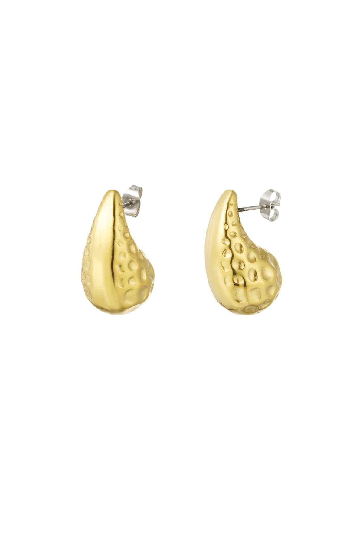 Stainless Steel Heart Vintage Stud Earring - Gold