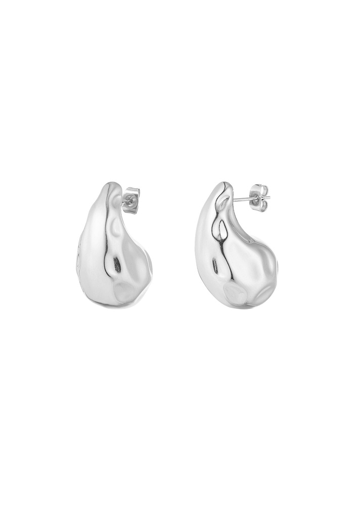 Dented drop earrings - silver 