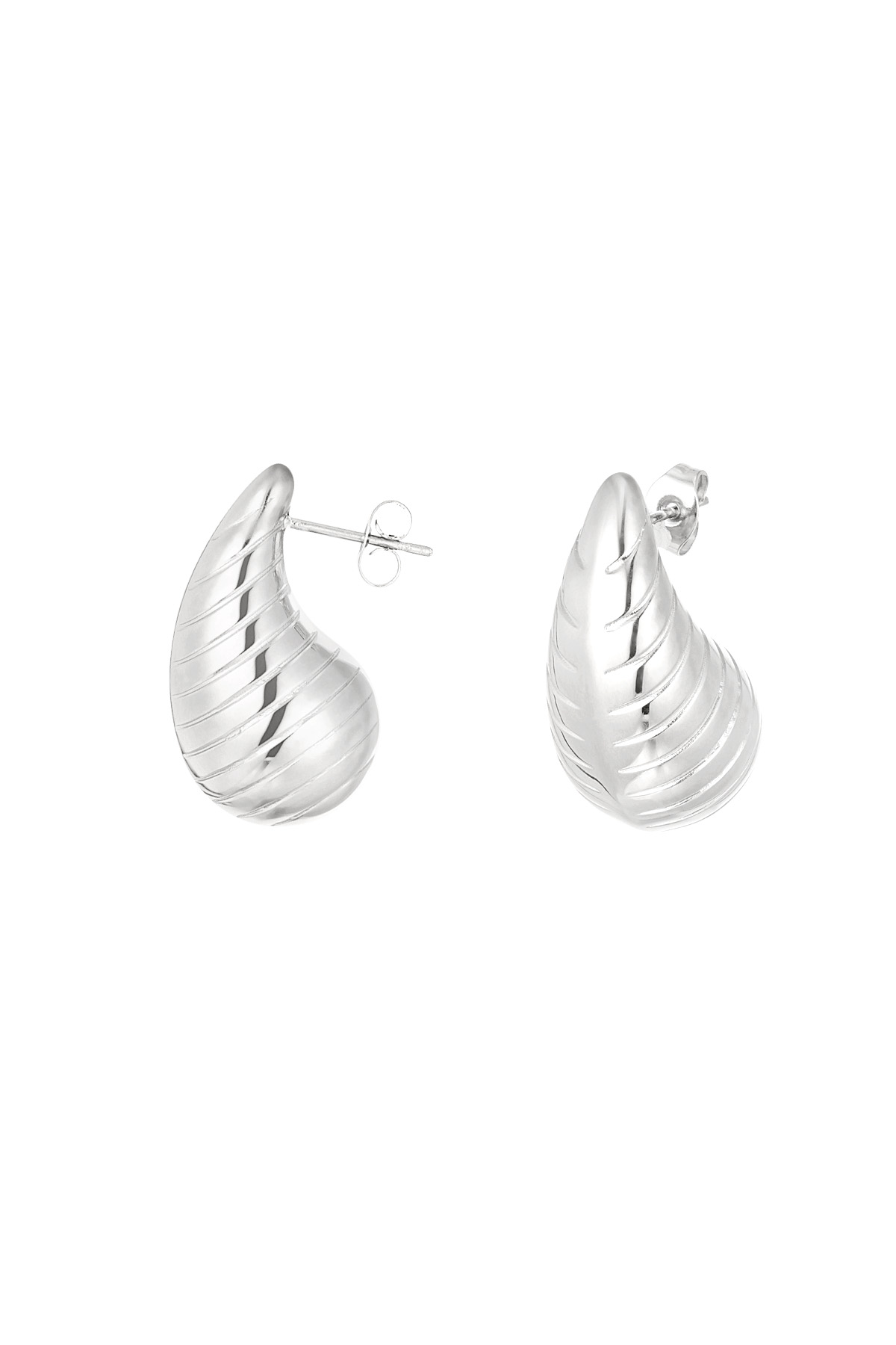 Drop earrings with structure large - silver