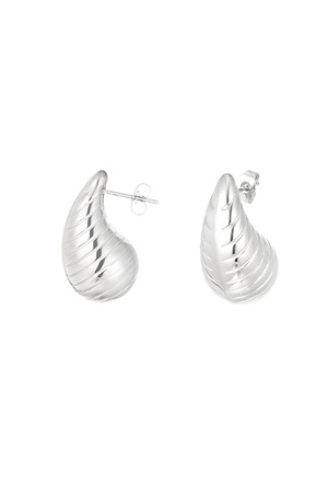 Drop earrings with structure large - silver h5 