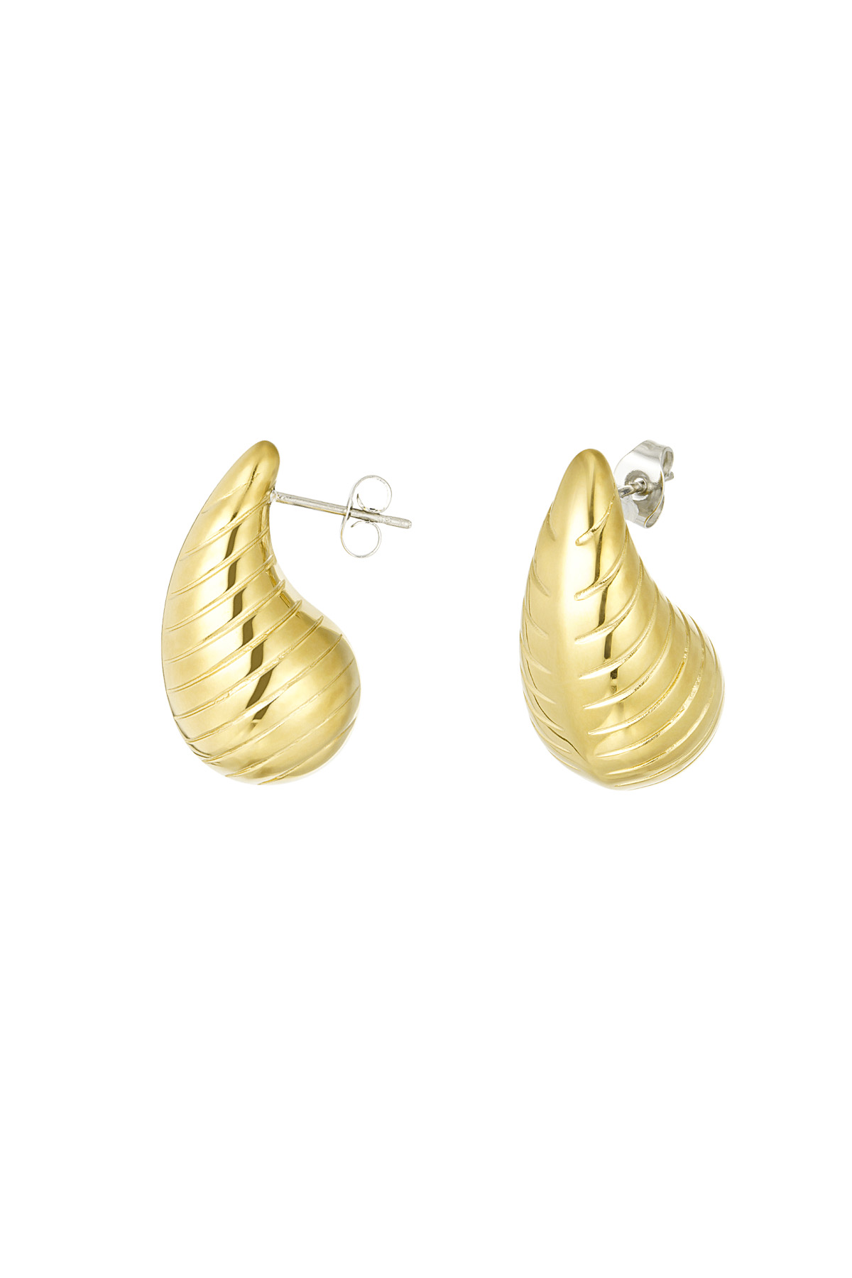Drop earrings with structure large - gold