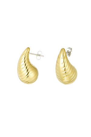 Drop earrings with structure large - gold h5 
