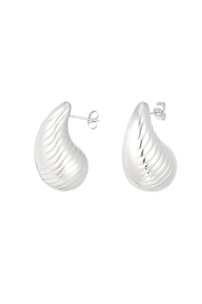 Drop structured earrings - silver 