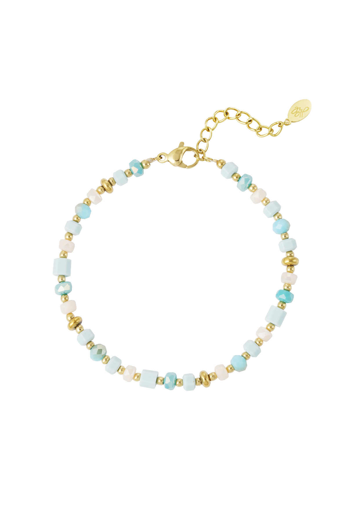 Colorful festival bracelet - blue/gold 