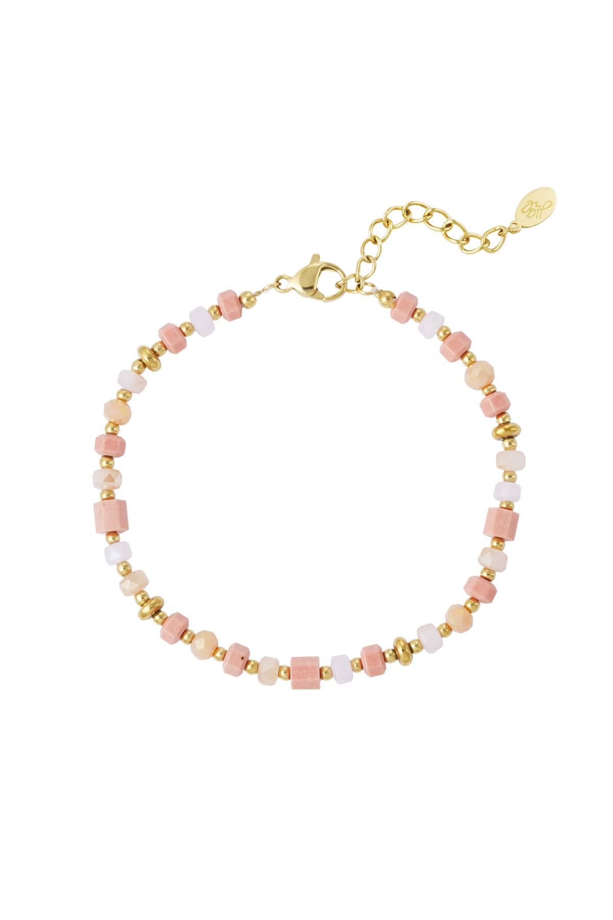 Kleurrijke festival armband - roze/goud 