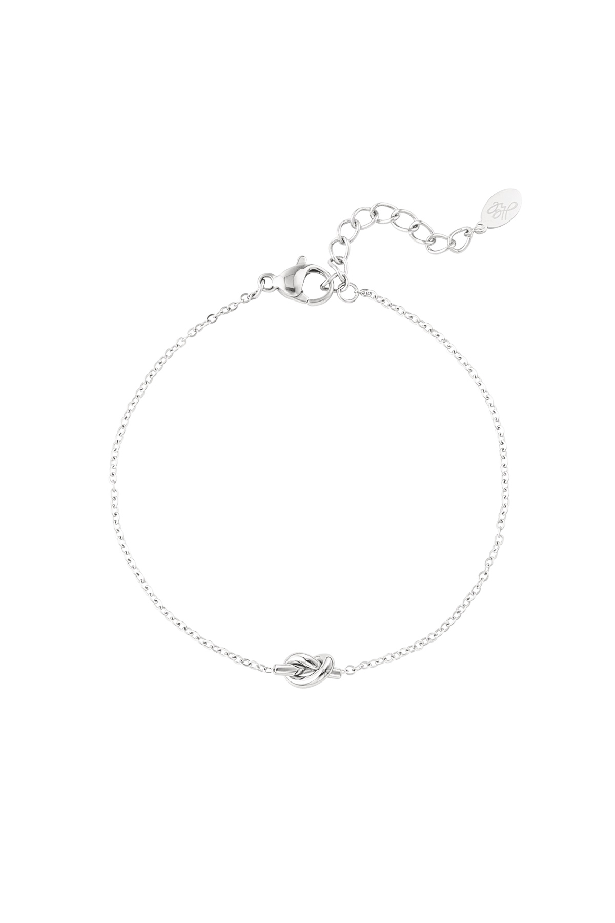 Simple bracelet with knotted charm - silver 