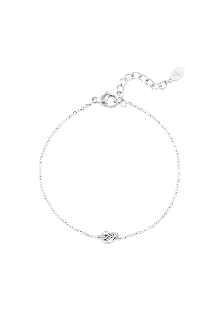 Simple bracelet with knotted charm - silver  