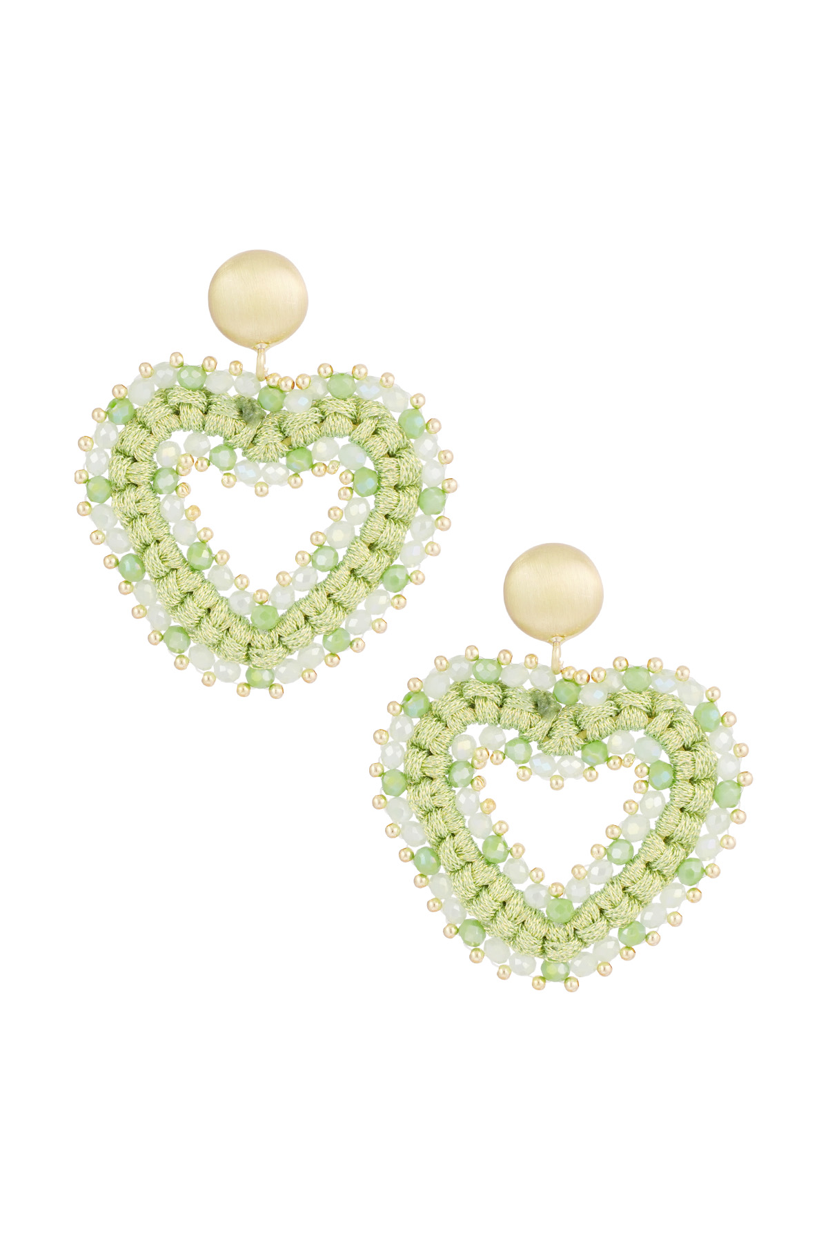 Earrings love all the way - green Gold color