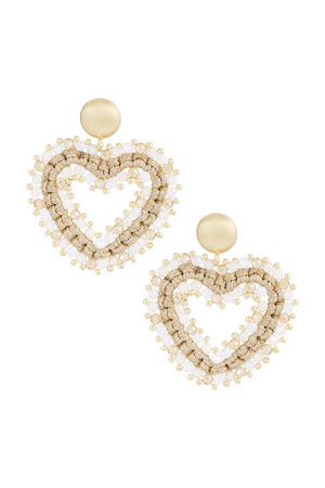 Earrings love all the way - beige gold h5 