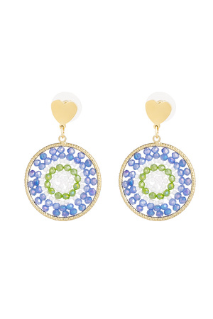 Mandala earrings with heart - blue/green  h5 