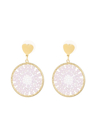 Mandala earrings with heart - pale pink  h5 