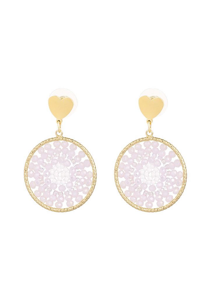 Mandala earrings with heart - pale pink  