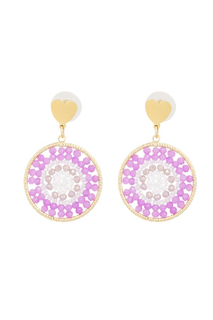 Mandala earrings with heart - purple  h5 