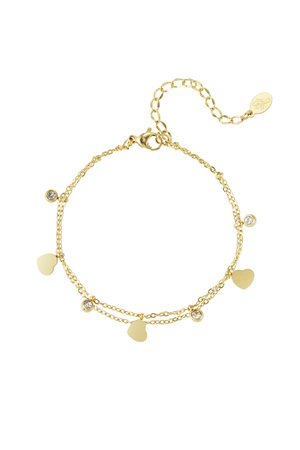 Charm bracelet with hearts and diamonds - gold h5 