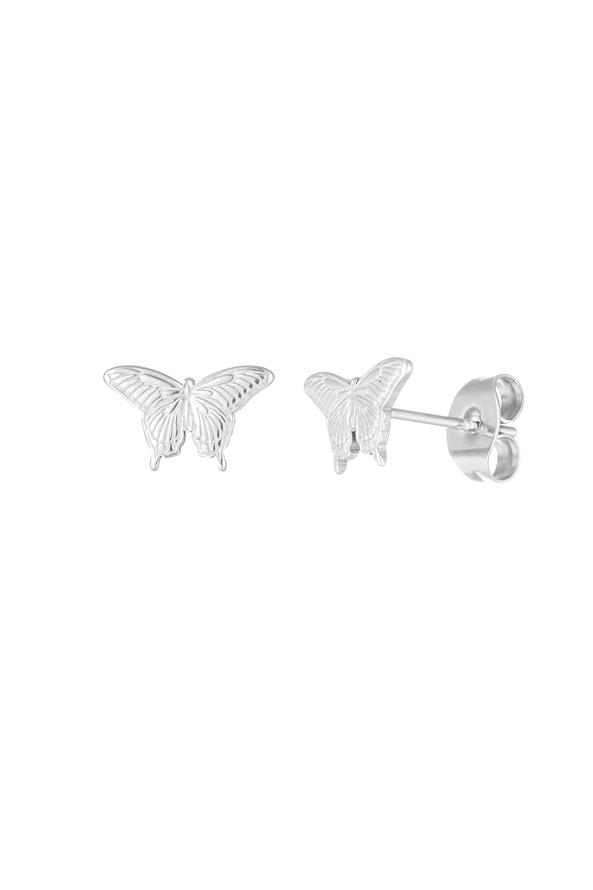 Butterfly stud earrings - Silver Color color