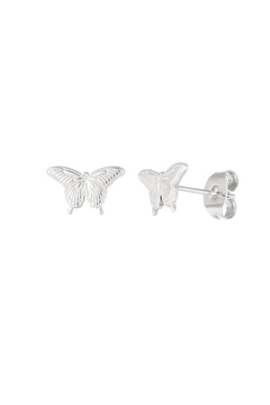 Boucles d'oreilles clous papillon - Argent h5 