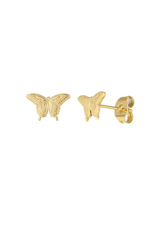 Boucles d'oreilles clous papillon - Doré h5 