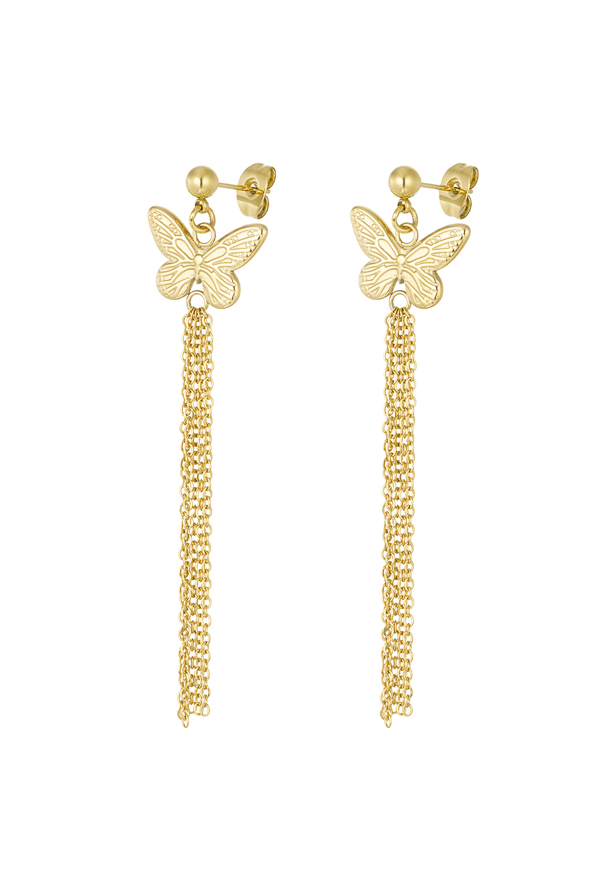 Butterfly earrings with chains - Gold