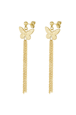 Pendientes mariposa con cadenas - Oro h5 