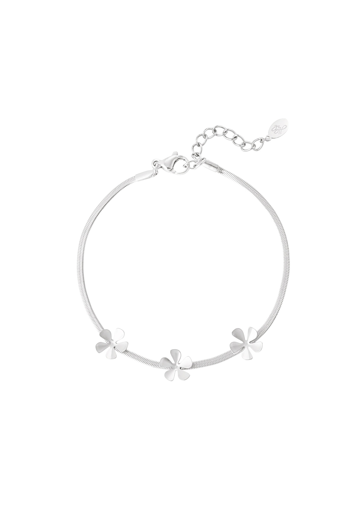Bracelet 3 basic flowers - Silver h5 