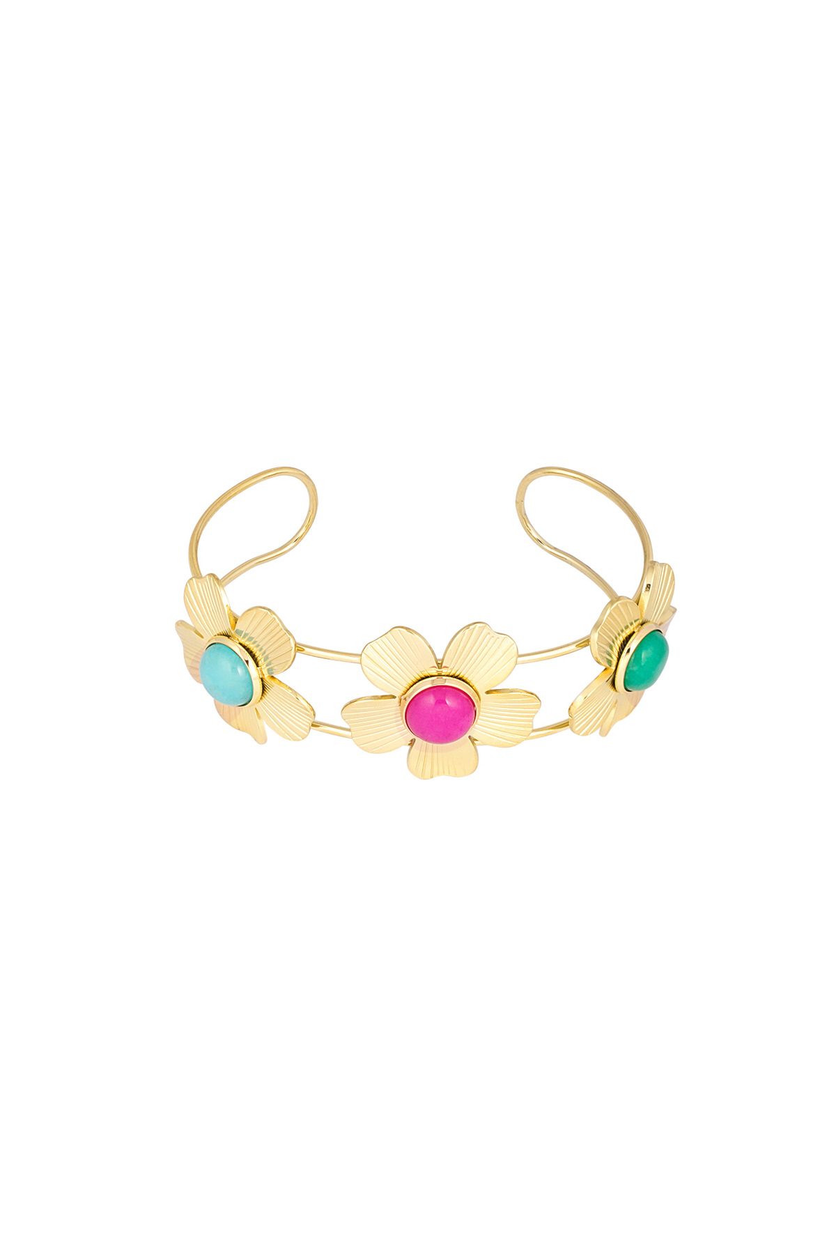 Bohemian floral bracelet stones - Gold
