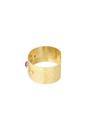 Cuff bracelet with diamonds and stone - gold  h5 Picture3