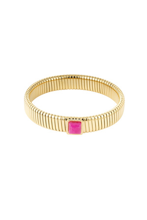 Bracelet bohème pierre rose - Doré h5 