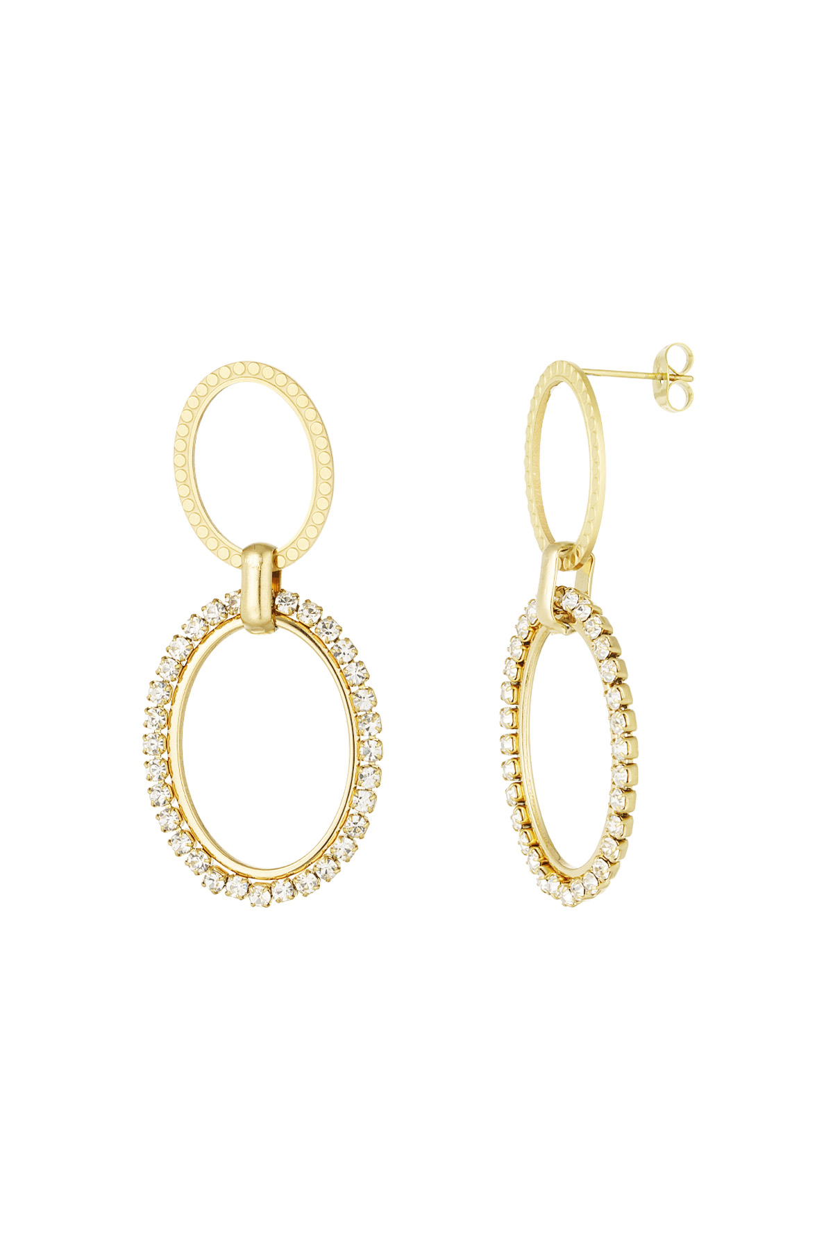 Oval diamond charm earrings - Gold