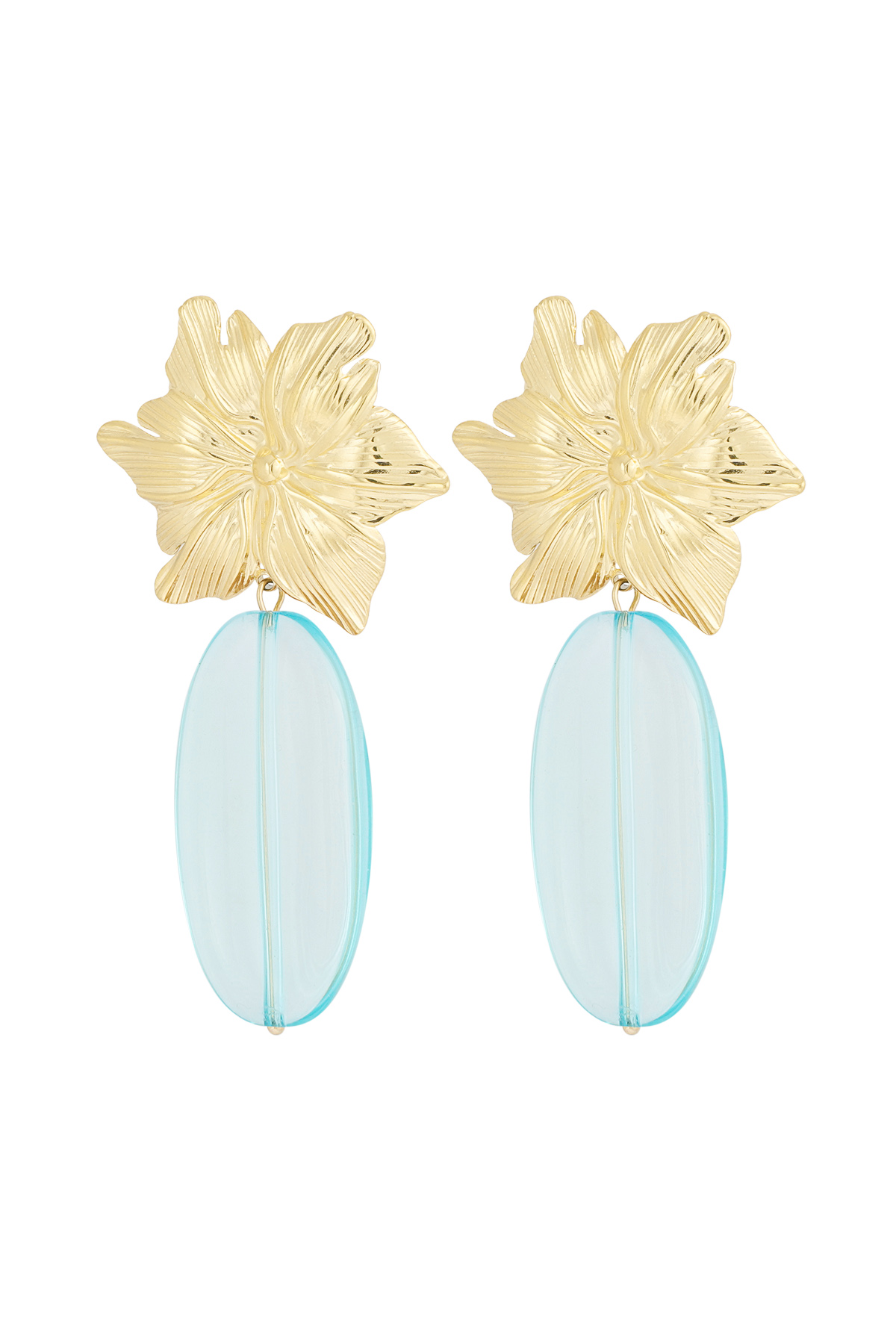 Boucles d'oreilles fleur impeccable - or bleu h5 