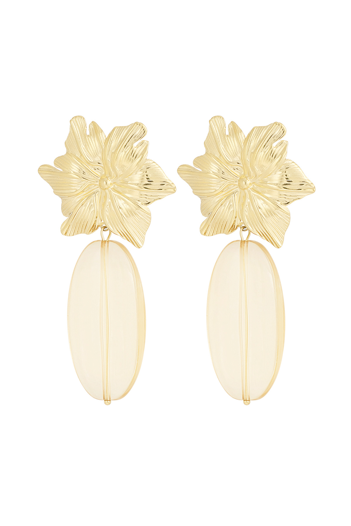 Earrings flawless flower - beige gold