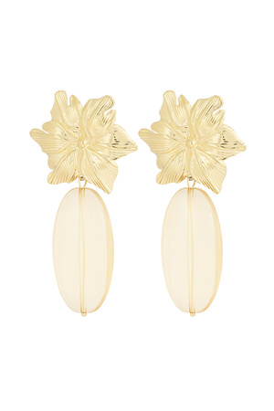 Earrings flawless flower - beige gold h5 