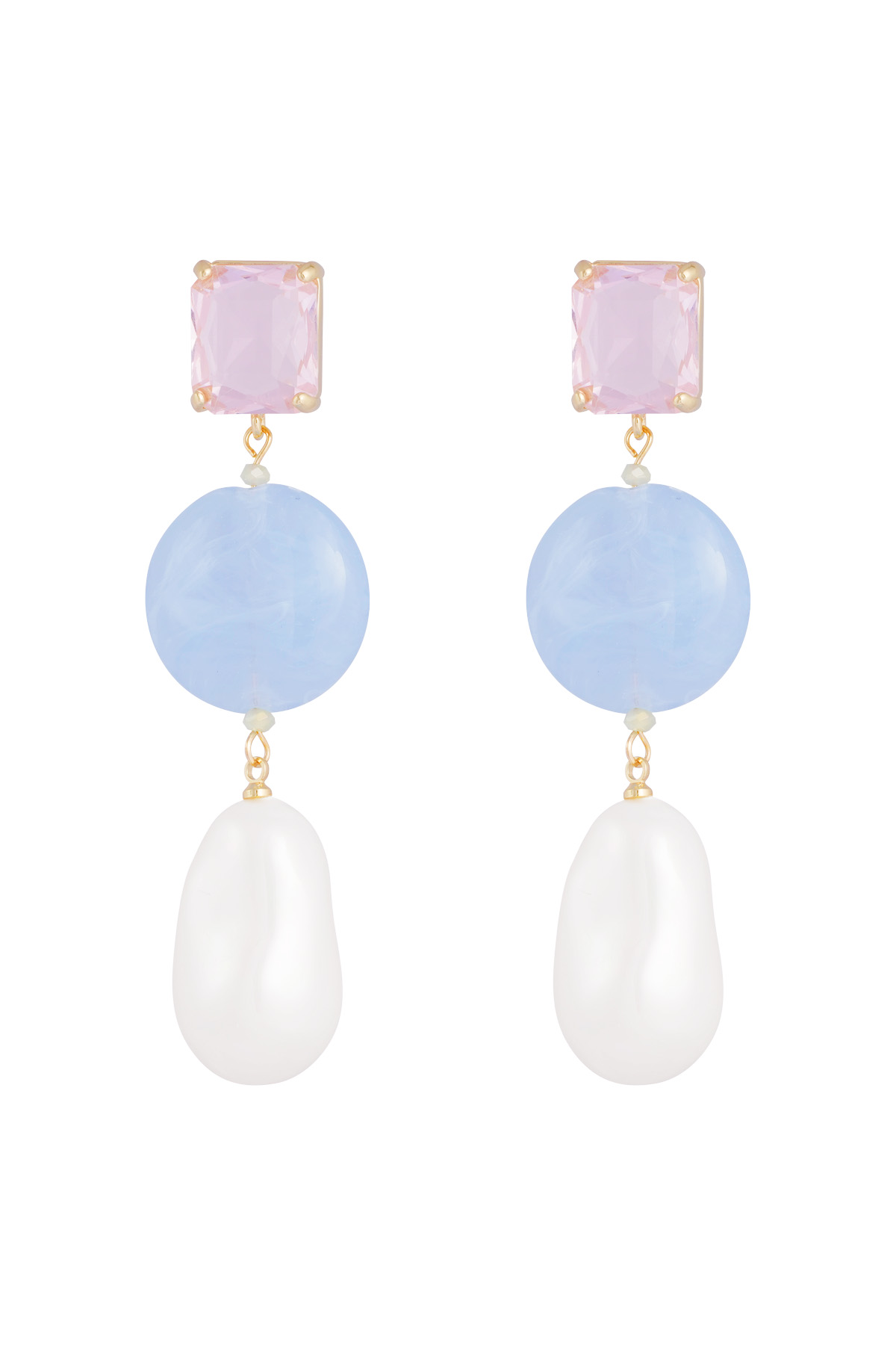 Earrings vintage pearls - blue h5 