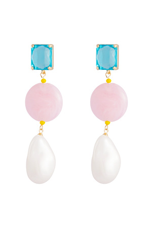 Ohrringe Vintage-Perlen - blau-rosa h5 