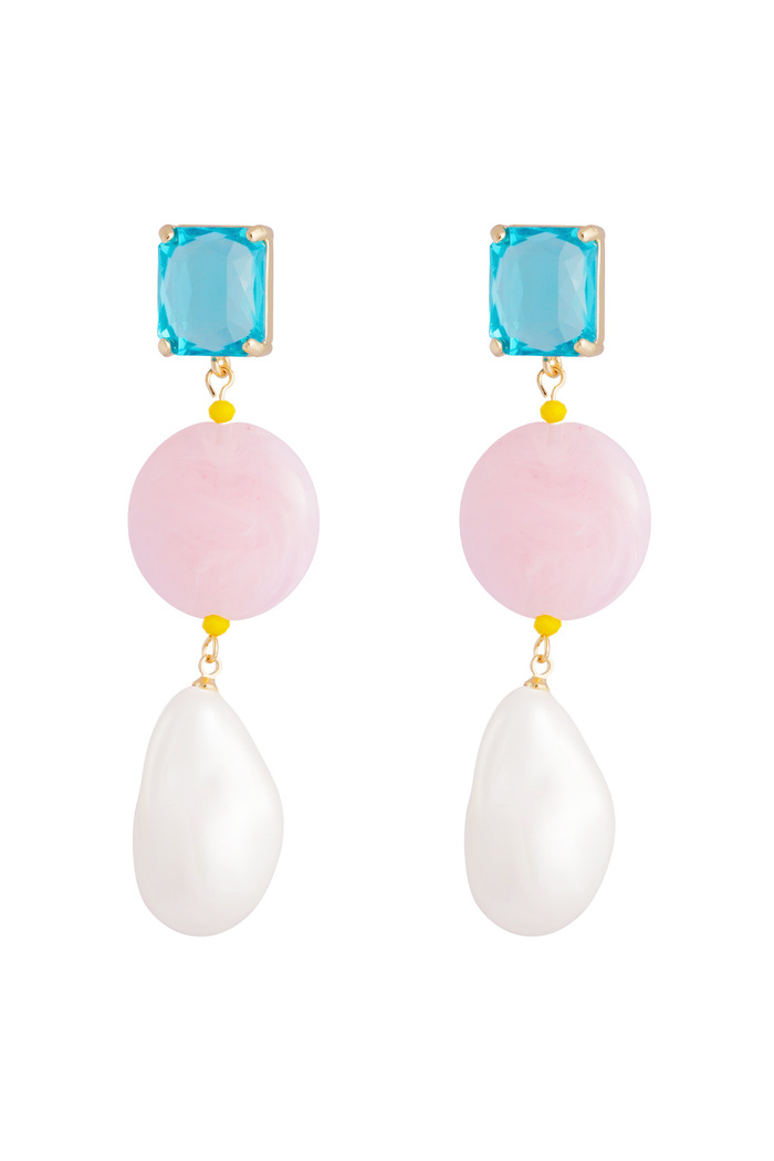 Pendientes perlas vintage - azul rosa 
