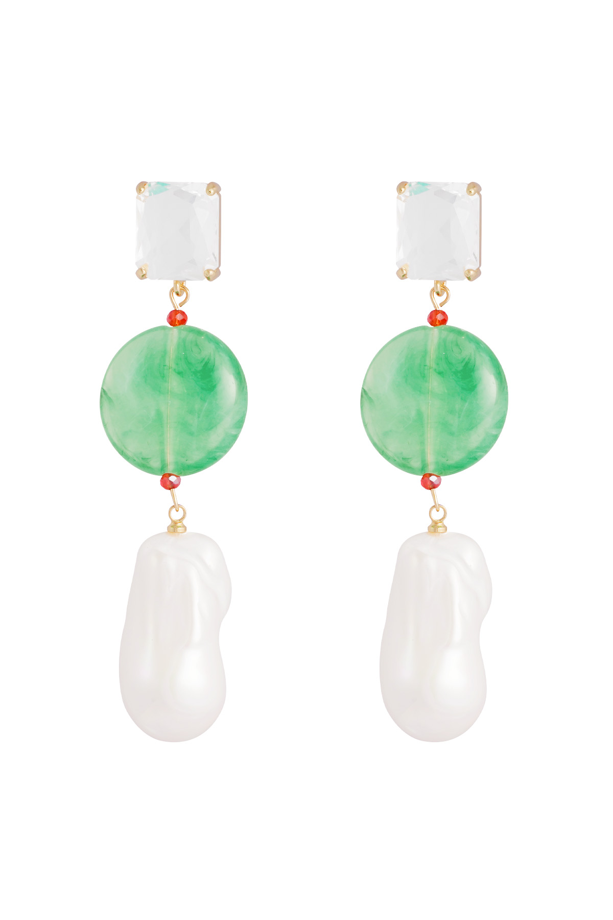 Earrings vintage pearls - green