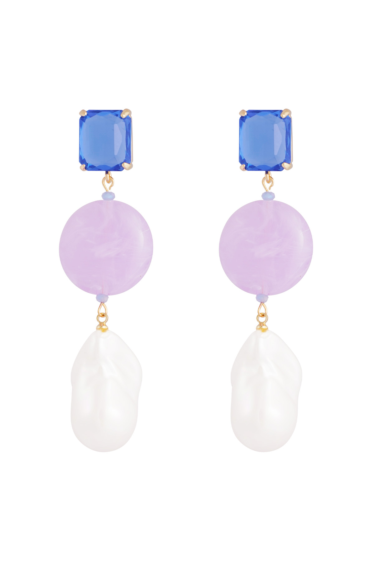 Earrings vintage pearls - blue purple