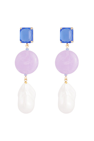 Earrings vintage pearls - blue purple h5 