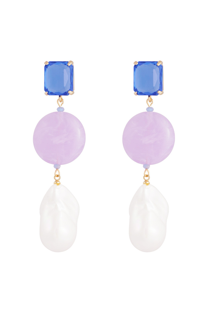 Pendientes perlas vintage - azul violeta 