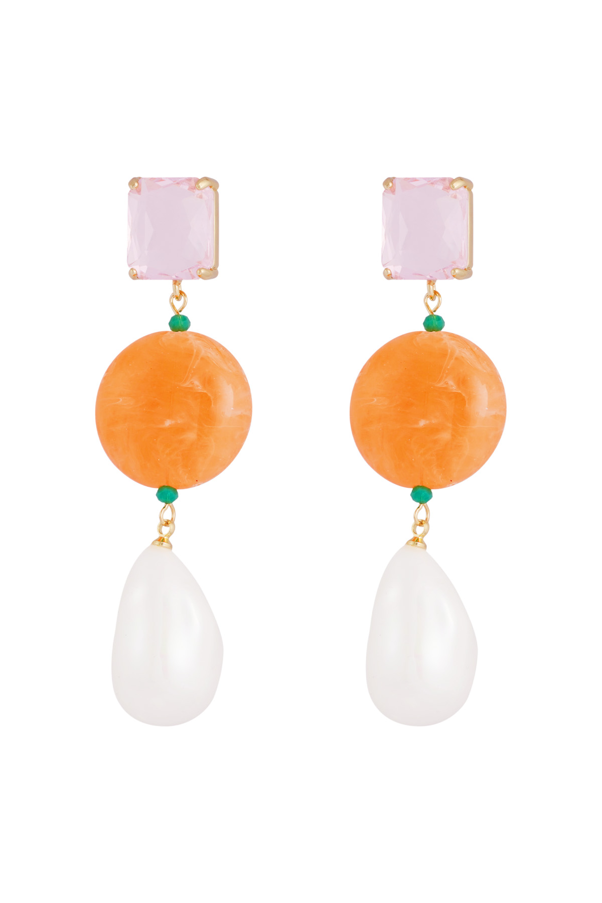 Pendientes perlas vintage - rosa naranja
