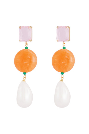 Earrings vintage pearls - orange pink h5 