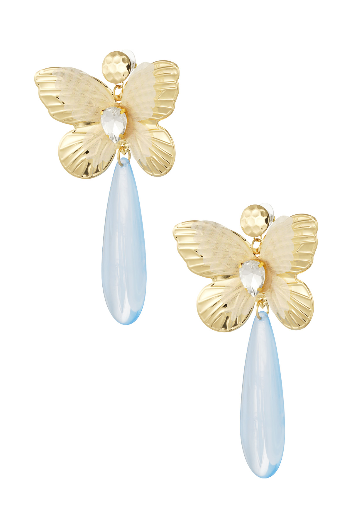 Boucle d'oreille charm papillon avec diamant - bleu