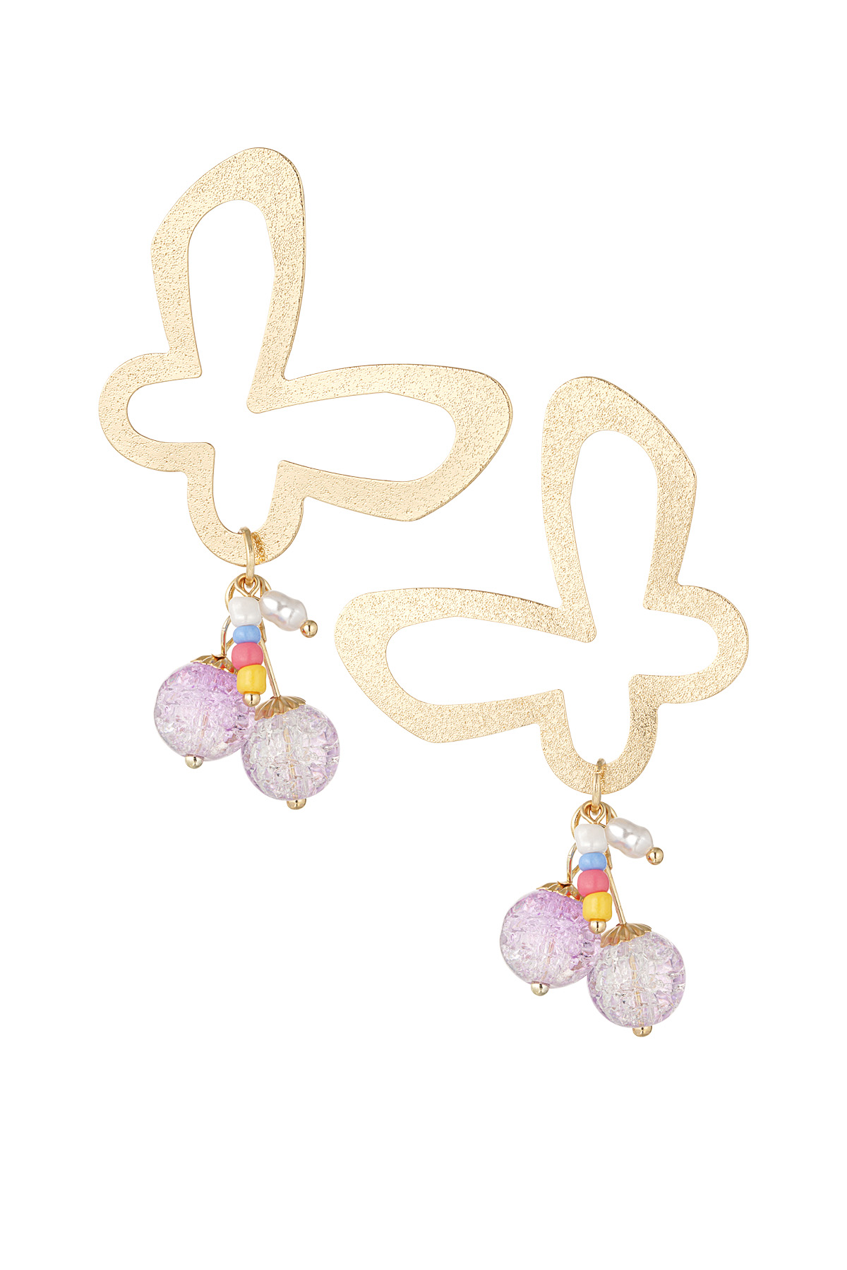 Butterfly party earrings with charms - purple 