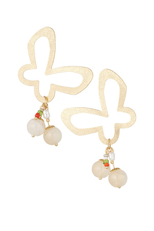 Butterfly party earrings with charms - off-white  h5 