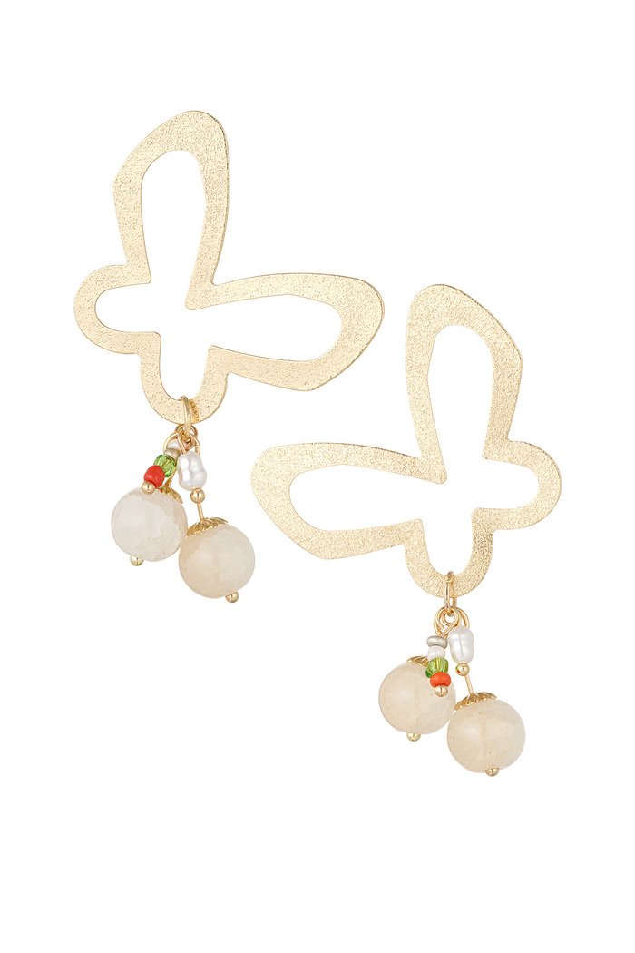 Butterfly party earrings with charms - off-white  