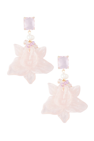 Floral pearl party earrings - pale pink  h5 