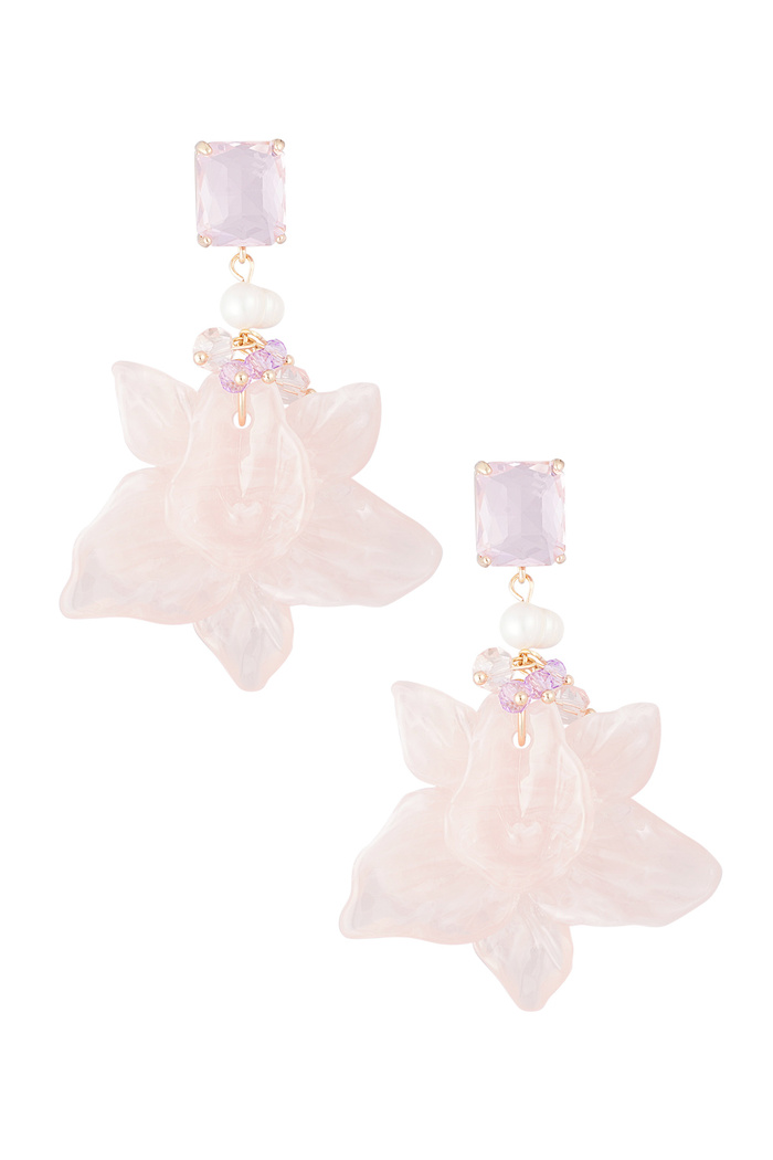 Pendientes de fiesta con perlas florales - rosa pálido  